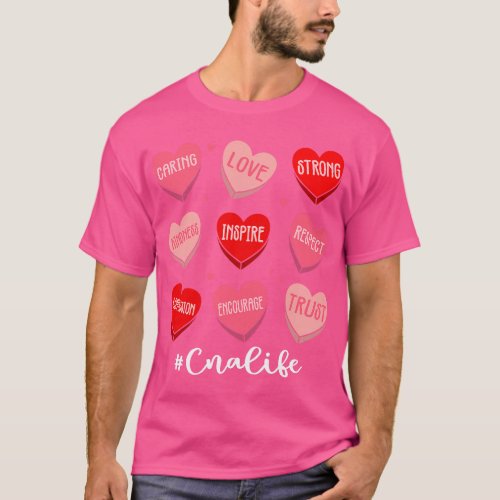 Retro Hearts CNA Nurse Valentines Day Women Nurse T_Shirt