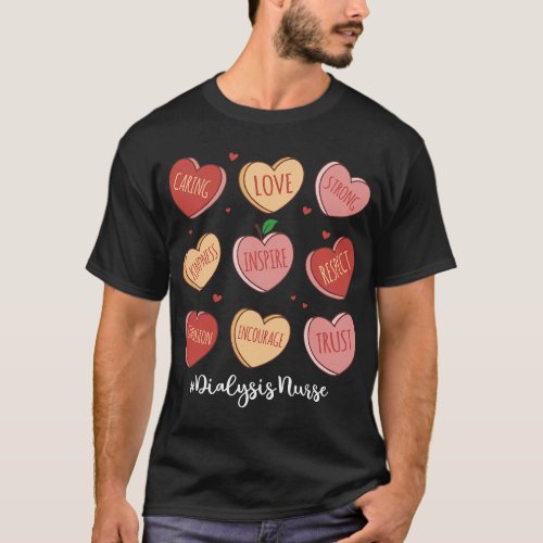 Retro Hearts Dialysis Nurse Life Funny Valentines  T_Shirt