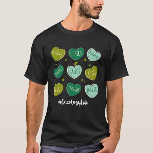 Retro Hearts Oncology Nurse Life  St Patrick s Day T-Shirt (Front)