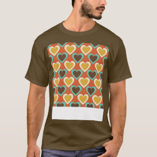 Retro Hearts Pattern in Red T-Shirt