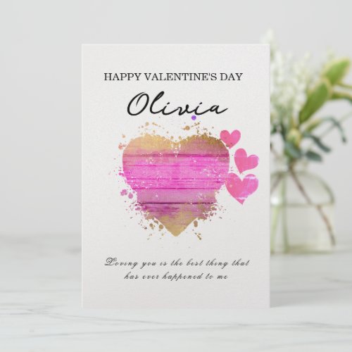 Retro Hearts Personalized Valentines Day Card
