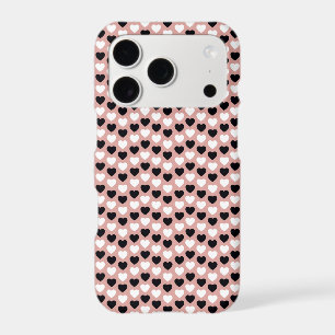 Retro Hearts Pink Black & White iPhone 17 Pro Case