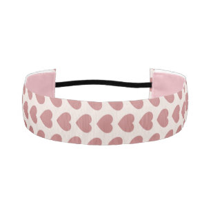 Retro Hearts Pink Burgundy Y2K Style Athletic Headband