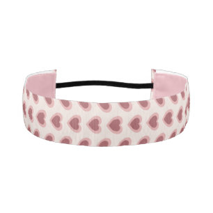 Retro Hearts Pink Burgundy Y2K Style Athletic Headband