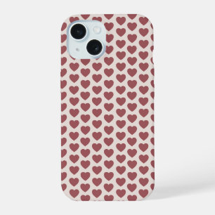 Retro Hearts Pink Burgundy Y2K Style iPhone 15 Case