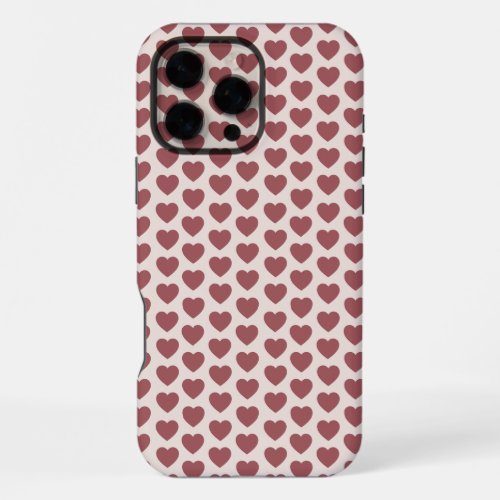 Retro Hearts Pink Burgundy Y2K Style iPhone 16 Pro Max Case
