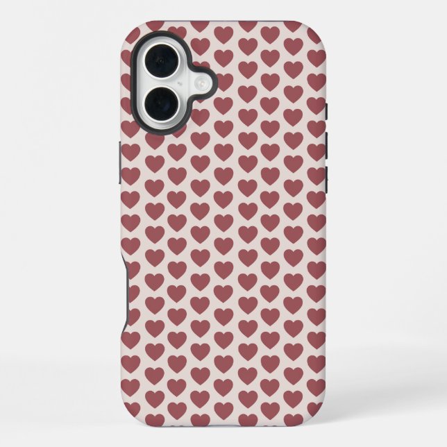 Retro Hearts Pink Burgundy Y2K Style iPhone Case (Back)
