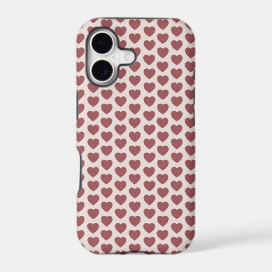 Retro Hearts Pink Burgundy Y2K Style iPhone 17 Case