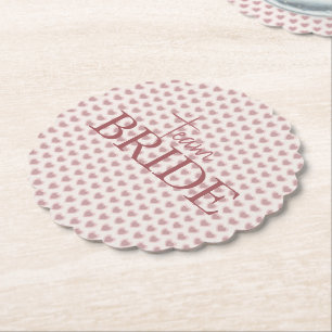 Retro Hearts Pink Burgundy Y2K Style Paper Coaster