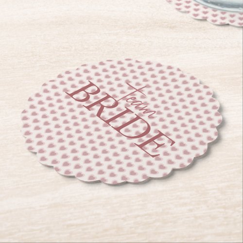 Retro Hearts Pink Burgundy Y2K Style Paper Coaster