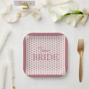 Retro Hearts Pink Burgundy Y2K Style Paper Plates
