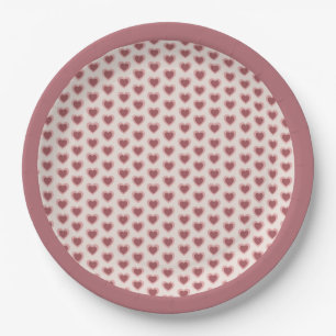 Retro Hearts Pink Burgundy Y2K Style Paper Plates