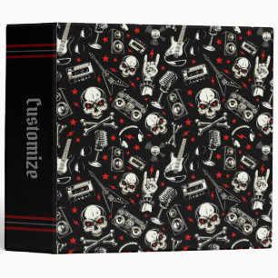 Retro Heavy Metal Pattern  3 Ring Binder