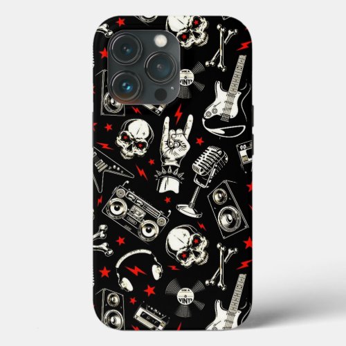 Retro Heavy Metal Pattern iPhone 13 Pro Case