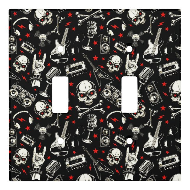 Retro Heavy Metal Pattern Light Switch Cover (Front)
