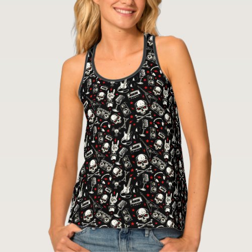 Retro Heavy Metal Pattern Tank Top