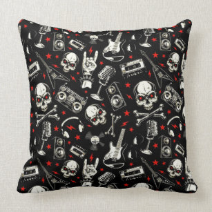 Retro Heavy Metal Pattern Throw Pillow