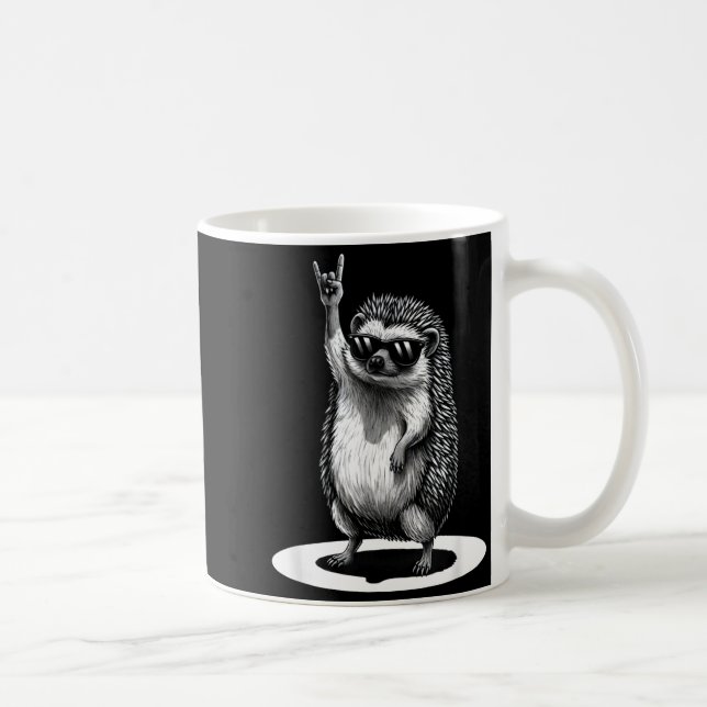 Retro Hedgehog Rock Music Men Kids Women Funny Ani Coffee Mug (Right)