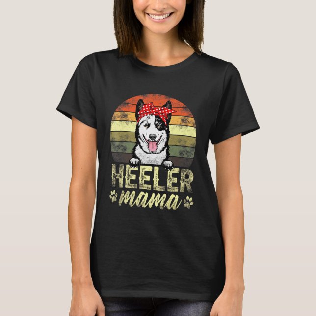 Retro Heeler Mama Australian Cattle Dog Mom T-Shirt (Front)