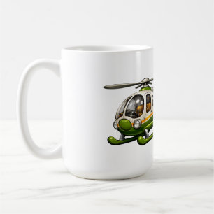 Retro Helicopter Pilot Boy with Vintage Chopper Coffee Mug