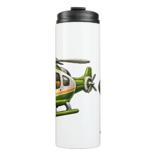 Retro Helicopter Pilot Boy with Vintage Chopper Thermal Tumbler