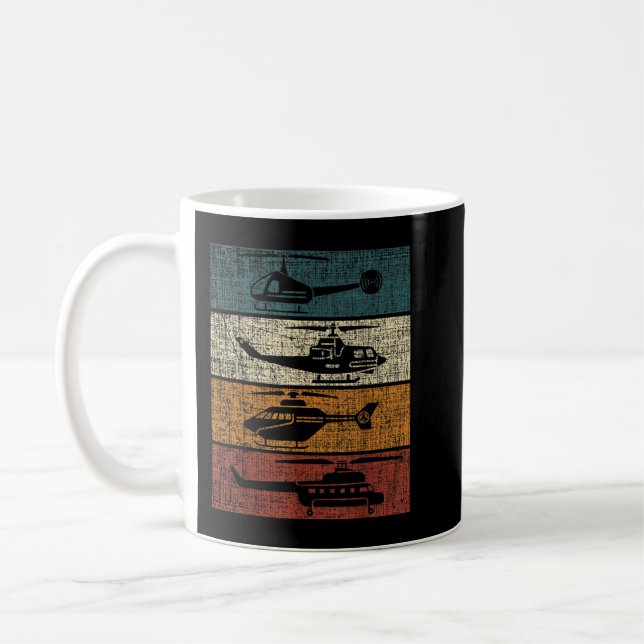 Retro Helicopter Pilot Vintage Aviation Coffee Mug (Left)