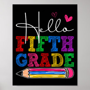 Retro Hello 5th Grade First Day Of School Boys Gir Poster