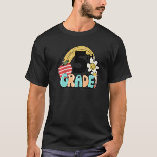 Retro Hello 5th Grade Floral Rainbow Fifth Grade T T-Shirt