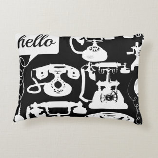 Retro Hello Any Color Telephone Pattern Accent Pillow