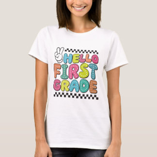 Retro Hello First Grade Teacher T-Shirt