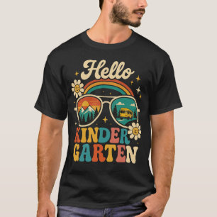Retro Hello Kindergarten Back to School Sunglasses T-Shirt