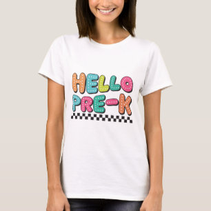 Retro Hello Pre-K Teacher T-Shirt