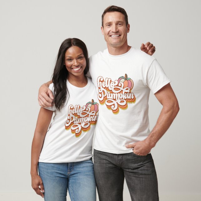 Retro Hello Pumpkin - Fall T-Shirt (Unisex)