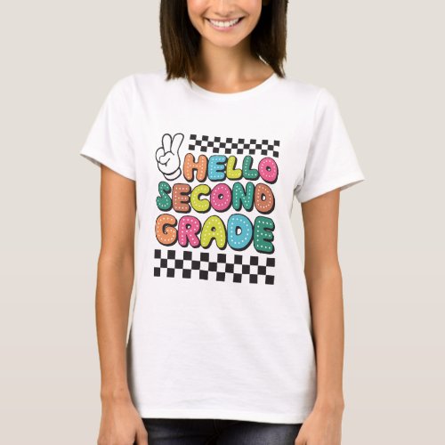 Retro Hello Second Grade Teacher T_Shirt