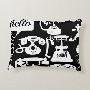Retro Hello Telephone Pattern Accent Pillow