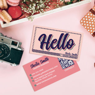 Retro "Hello" Typography Cool Color Scheme Business Card
