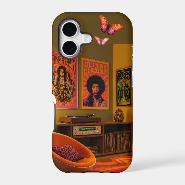 Retro Hendrix+Zeppelin Posters On the Wall Tough Case-Mate iPhone Case (Back)
