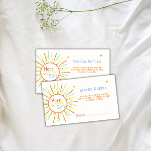Retro Here Comes Diaper Raffle Baby Shower Enclosure Card