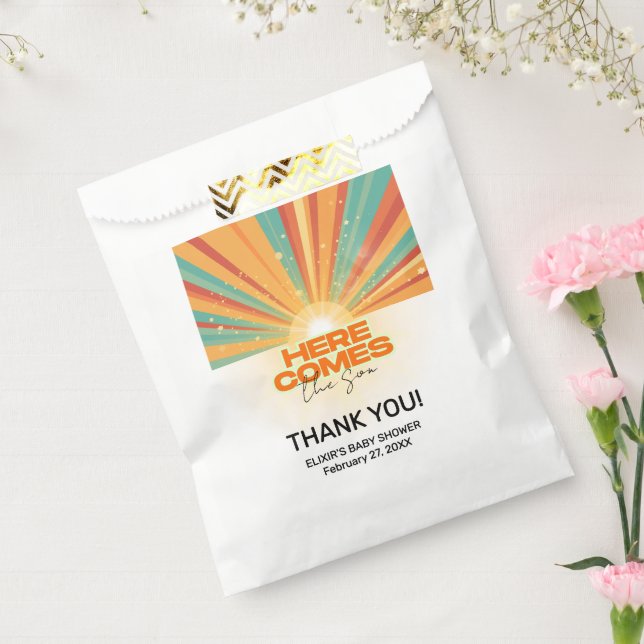 Retro Here Comes The Son Baby Shower Favor Bag (Sealed)