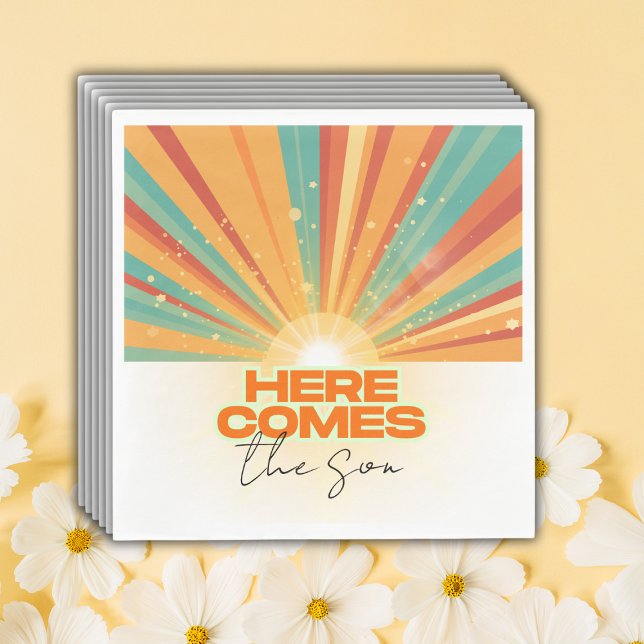Retro Here Comes The Son Baby Shower Napkins (Creator Uploaded)