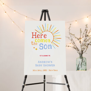 Retro Here Comes The Son Baby Shower Welcome Sign