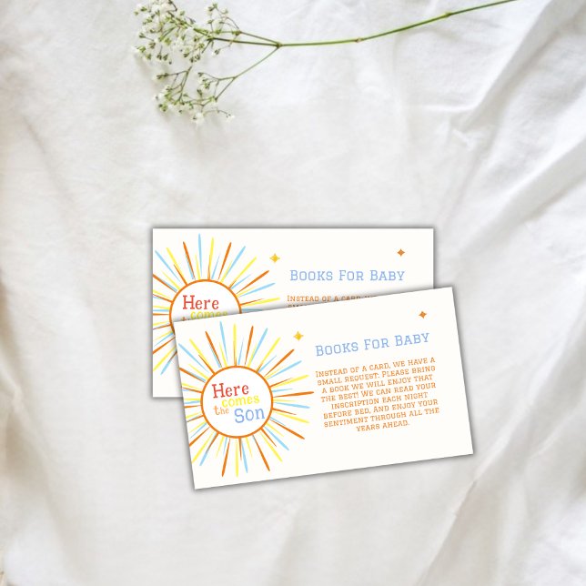 Retro Here Comes The Son Books For Baby Shower  Enclosure Card (Retro Here Comes The Son Books For Baby Shower Enclosure Card)