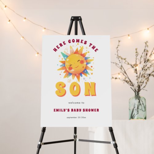 Retro Here Comes The Son Welcome To Baby Shower Foam Board