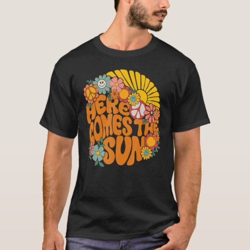 Retro Here Comes The Sun Floral Summer Family Vaca T_Shirt