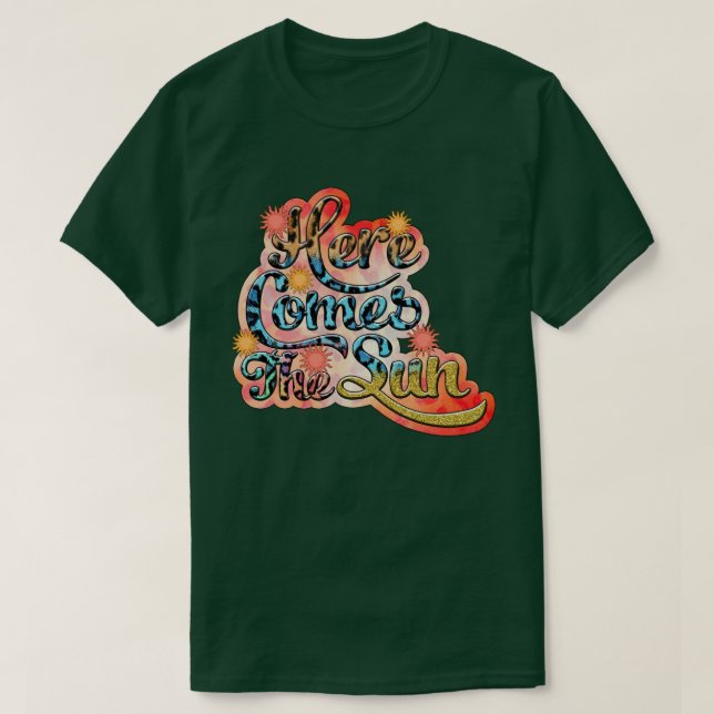 Retro Here Comes The Sun Floral Summer Family Vava T-Shirt (Design Front)