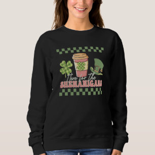 Retro Here For The Shenanigans Checkered St Patric Sweatshirt