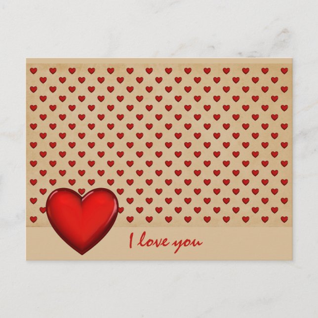Retro-Herzen - I love you Postcard (Front)