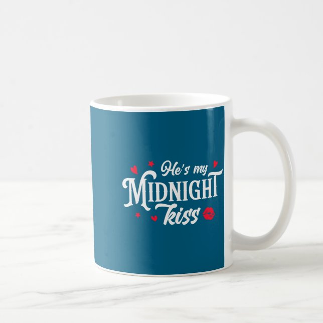 Retro He's My Midnight Kiss New Year Nye Matching  Coffee Mug (Right)