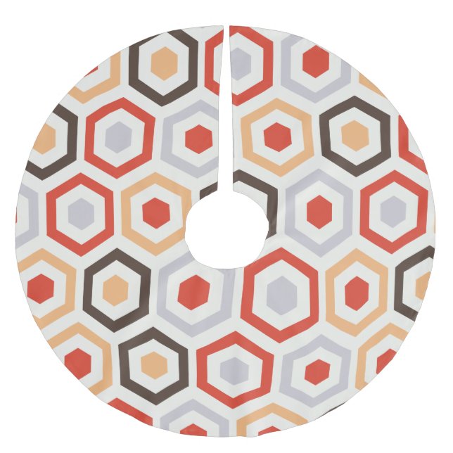 Retro hexagons brushed polyester tree skirt (Front)