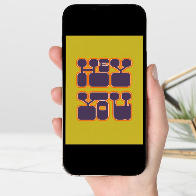 Retro Hey You Purple Green Card (Front Digital)